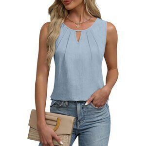 Blooming Jelly Womens Light Grey Sleeveless Basic Loose Casual Summer Tank Top